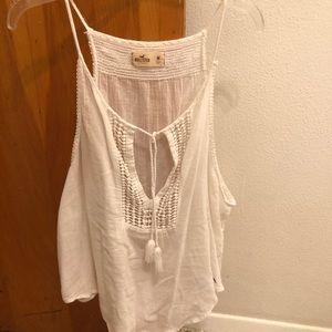 Hollister White Tie Front Tank Top